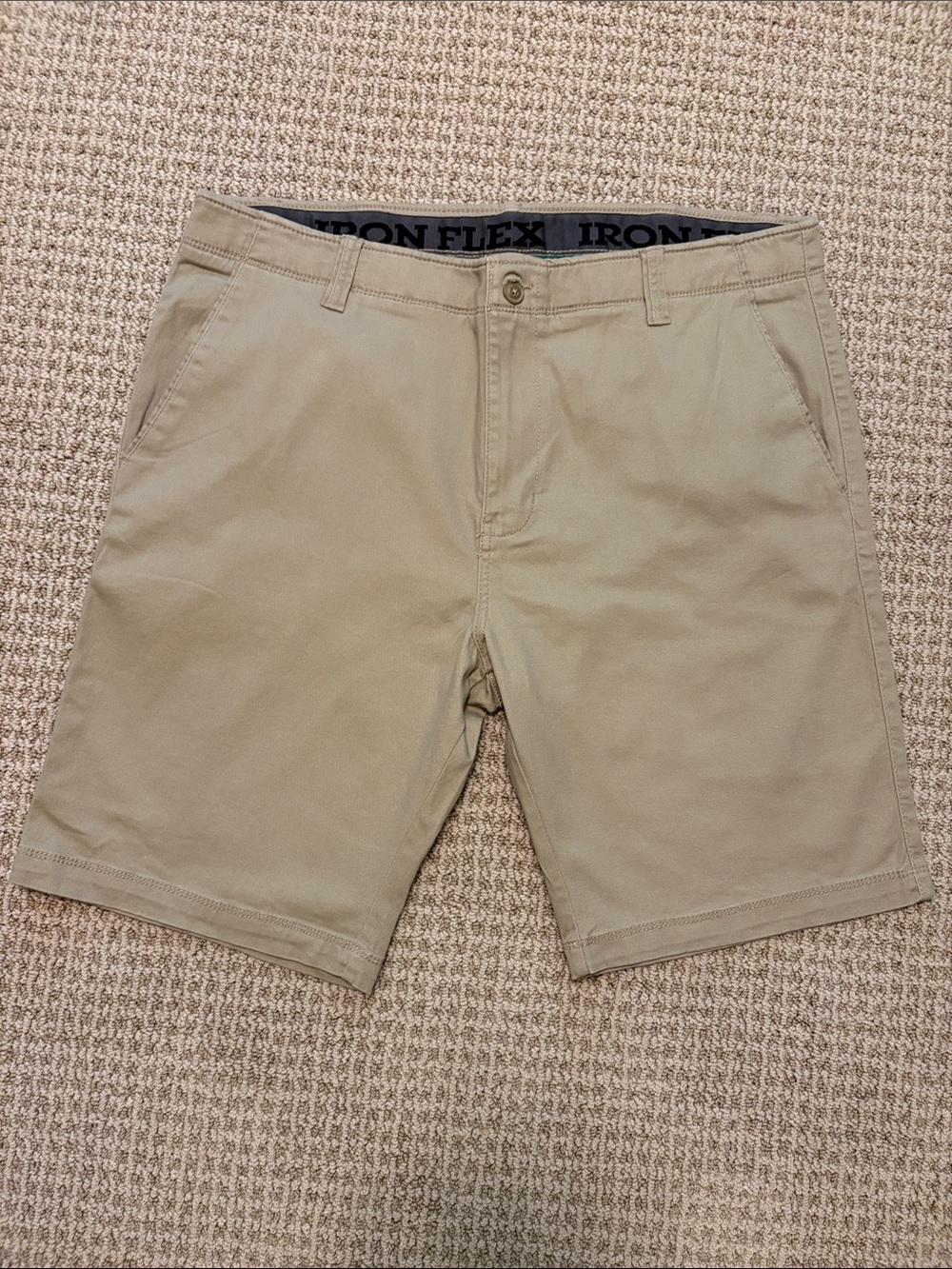Men's Iron Flex Khaki Stretch Shorts - size 38